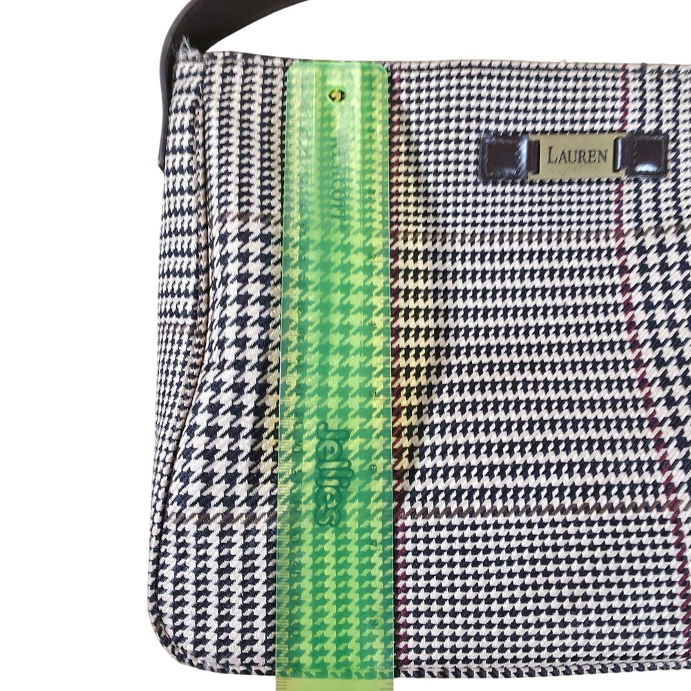 Lauren Ralph Lauren Houndstooth Shoulder Bag, Classic Plaid Purse - Picture 10 of 12